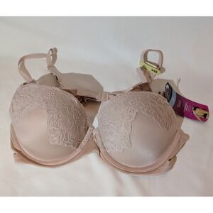 Maidenform Lift Convertible Straps Soft Lace Detail Bra 34B Beige Nude